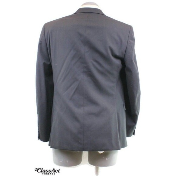 Egara 2 Piece Suit Slim Fit Blue 2 Btn Wool Blend 42L Flat Front 36" Waist - Picture 8 of 11